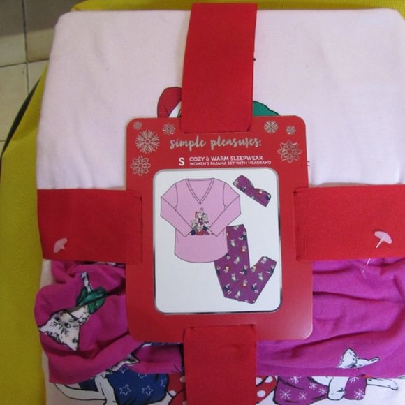 SIMPLE PLEASURES. WOMEN'S CAT PAJAMA SLEEP SET.  SIZE SMALL.  NWT.  PINK. - Picture 1 of 4